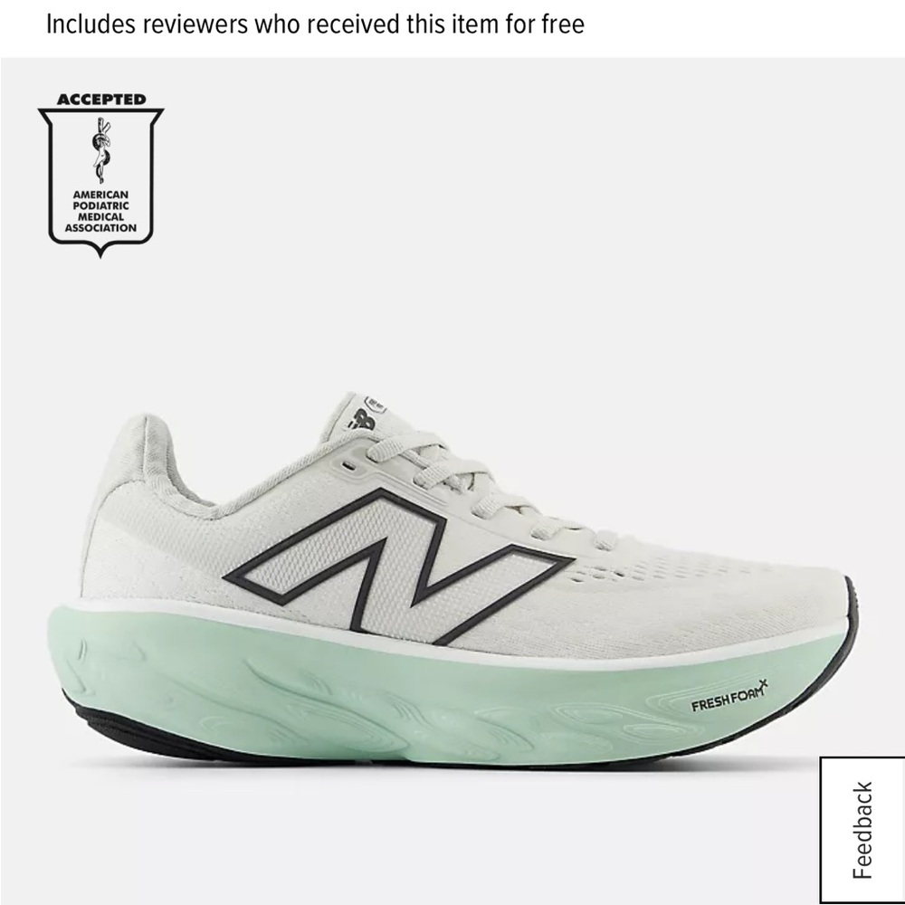 New Balance White and Mint Athletic Shoes